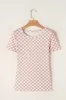 Checkered Ribbed Slim Fit Crew Neck T Shirt sold by Charming Charlie