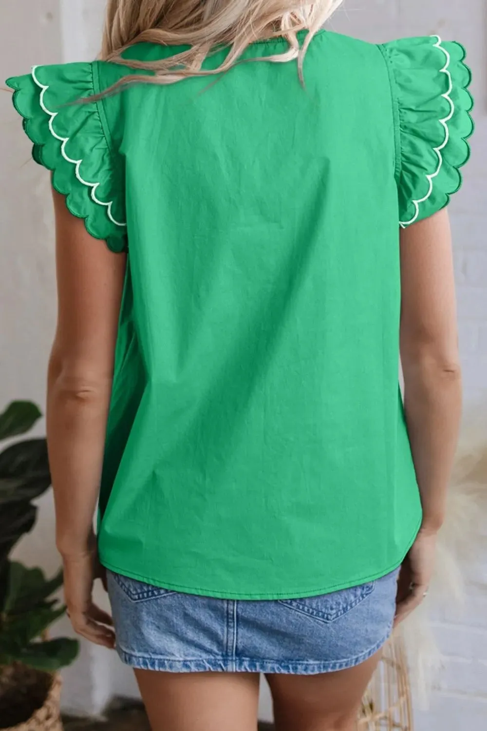 V-Neck Ruffled Cap Sleeve Blouse sold by Charming Charlie product image thumbnail 3