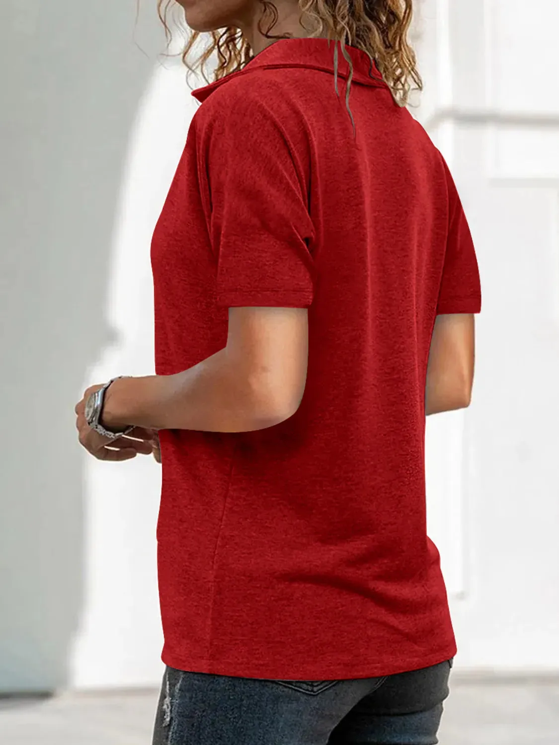 Zip Collar Short Sleeve Top sold by Charming Charlie product image thumbnail 2