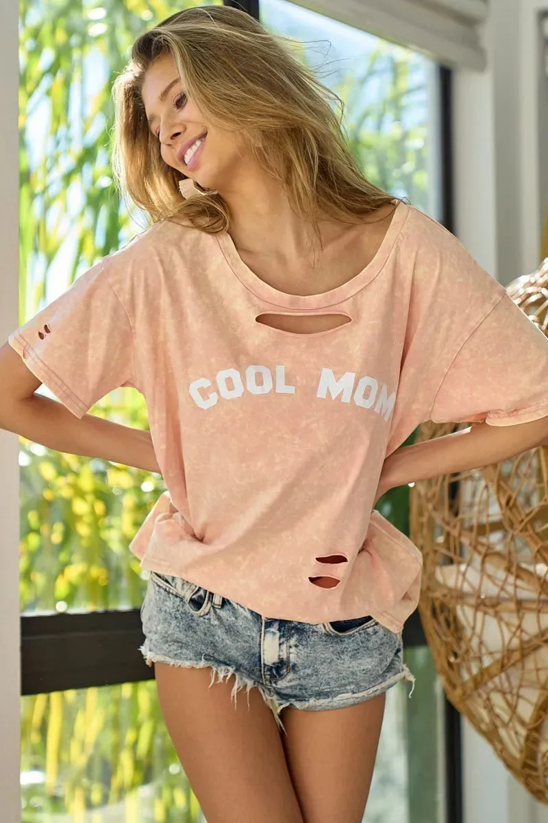 BiBi Washed Laser Cut Detail Cool Mom Print Top sold by Charming Charlie product image thumbnail 4