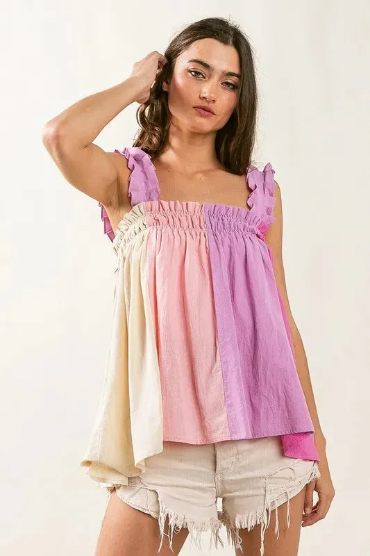 BiBi Frill Shoulder Strap Color Block Bodice Top sold by Charming Charlie product image thumbnail 2