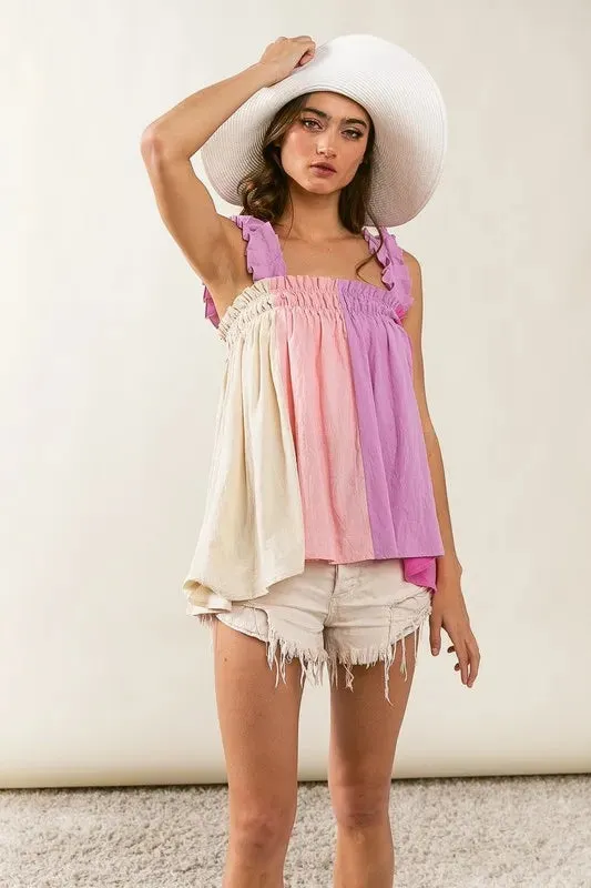 BiBi Frill Shoulder Strap Color Block Bodice Top sold by Charming Charlie product image thumbnail 3