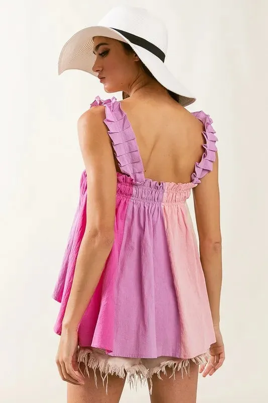 BiBi Frill Shoulder Strap Color Block Bodice Top sold by Charming Charlie product image thumbnail 4