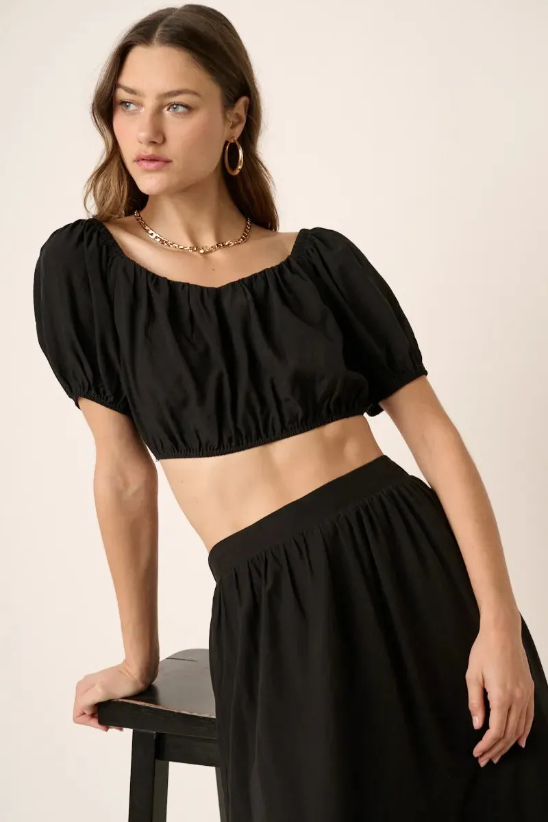 Mittoshop Cropped Puff Sleeve Blouse and Midi Skirt Set sold by Charming Charlie product image thumbnail 4