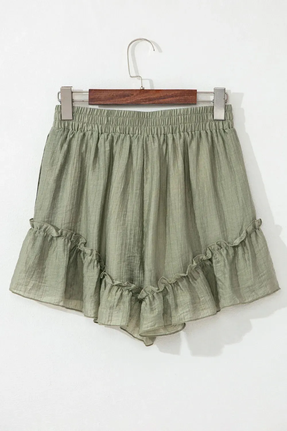 Textured Tie Waist Ruffle Hem Shorts sold by Charming Charlie product image thumbnail 4