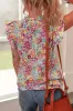 Multicolour Floral Pleated Detail Flutter Sleeve Blouse sold by Charming Charlie