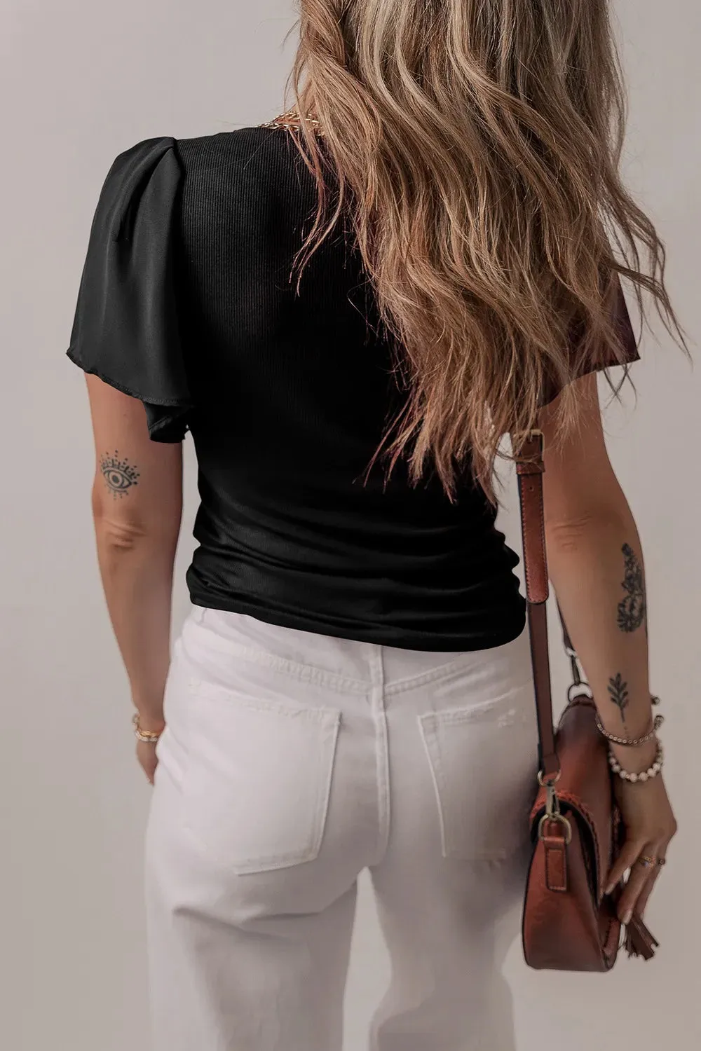 V-Neck Short Sleeve Blouse sold by Charming Charlie product image thumbnail 2