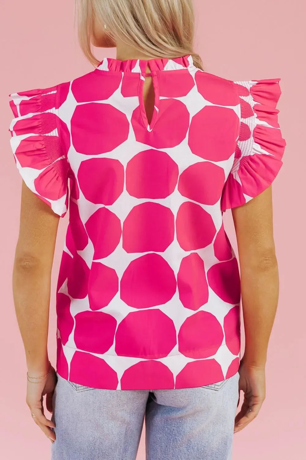 Bubblegum Pattern Frilled Collar Flutter Sleeve Top sold by Charming Charlie product image thumbnail 4
