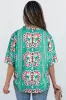 Boho Abstract Print Contrast Striped Collared V Neck Blouse sold by Charming Charlie