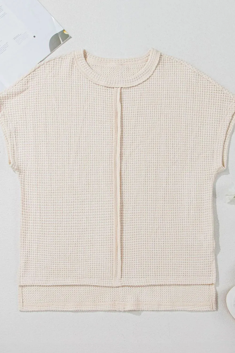 Solid Color Textured Seamed Short Sleeve Top sold by Charming Charlie product image thumbnail 3