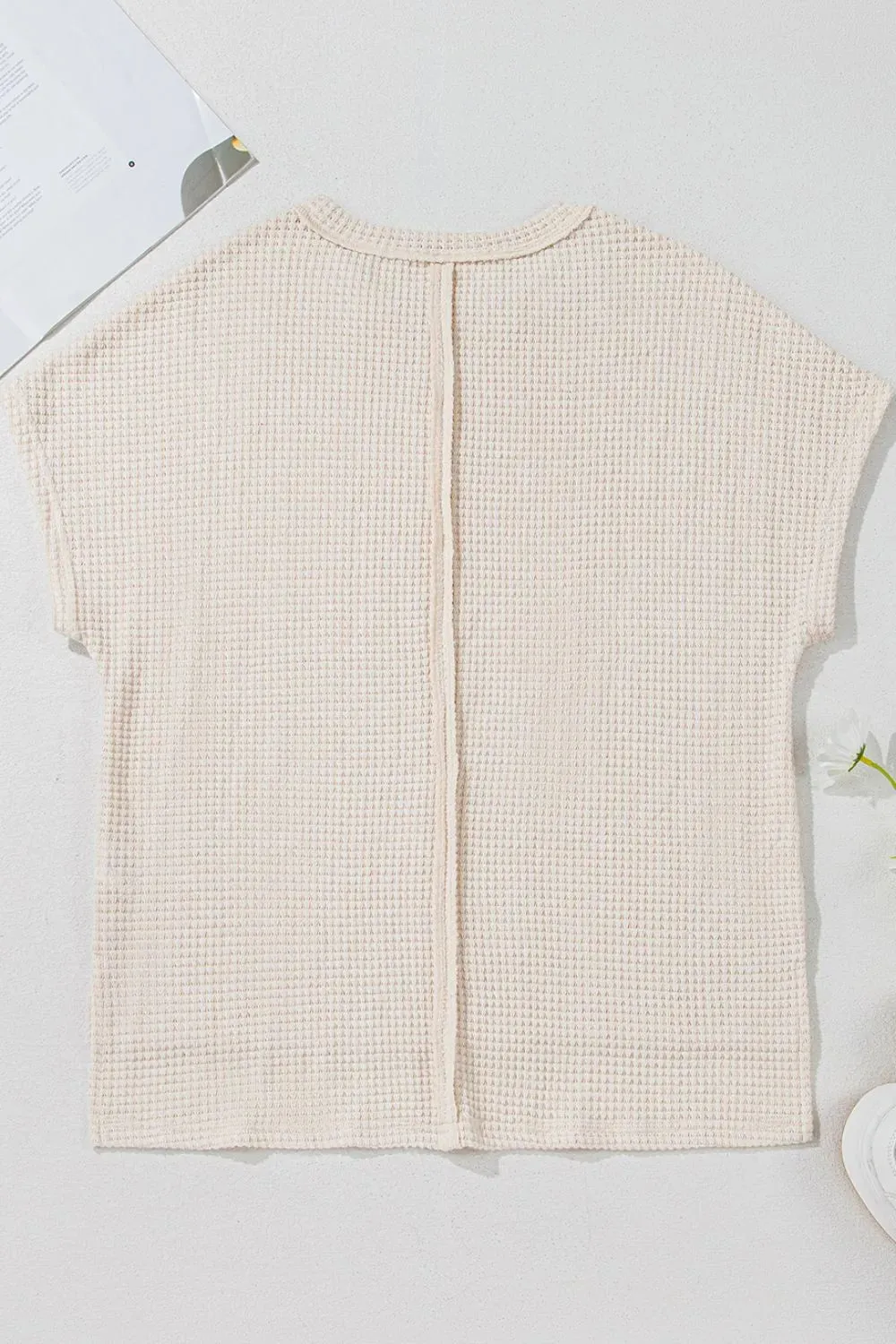 Solid Color Textured Seamed Short Sleeve Top sold by Charming Charlie product image thumbnail 4