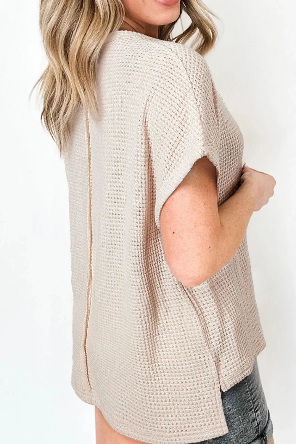 Solid Color Textured Seamed Short Sleeve Top sold by Charming Charlie product image thumbnail 2