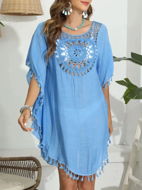 Tassel Crochet Round Neck Cover-Up sold by Charming Charlie