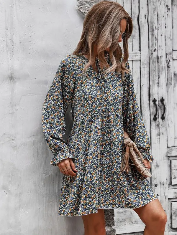 Long sleeve floral printed dress sold by Charming Charlie product image thumbnail 3