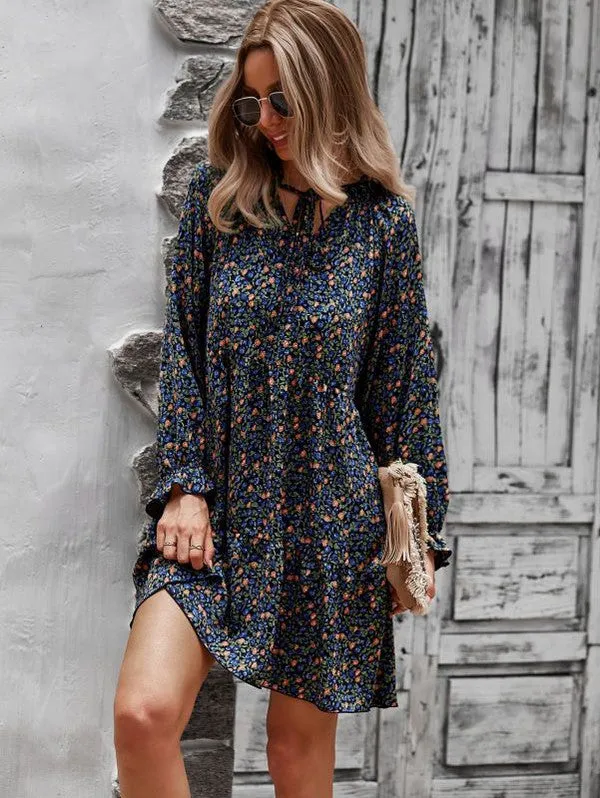 Long sleeve floral printed dress sold by Charming Charlie product image thumbnail 5