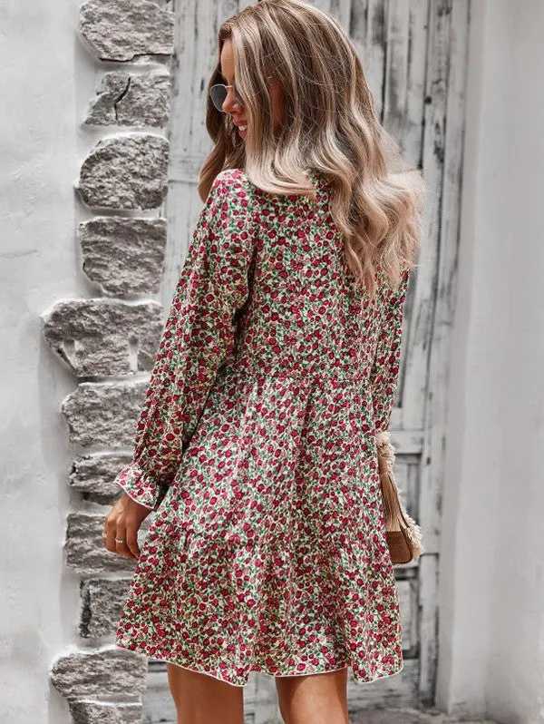 Long sleeve floral printed dress sold by Charming Charlie product image thumbnail 2