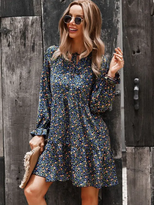 Long sleeve floral printed dress sold by Charming Charlie product image thumbnail 4