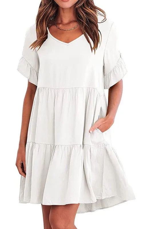 Solid Color V Neck Tiered Dress sold by Charming Charlie product image thumbnail 2