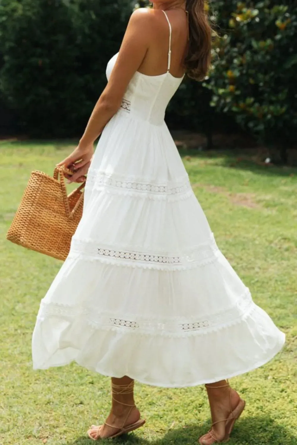 Lace Detail Smocked Midi Cami Dress sold by Charming Charlie product image thumbnail 4