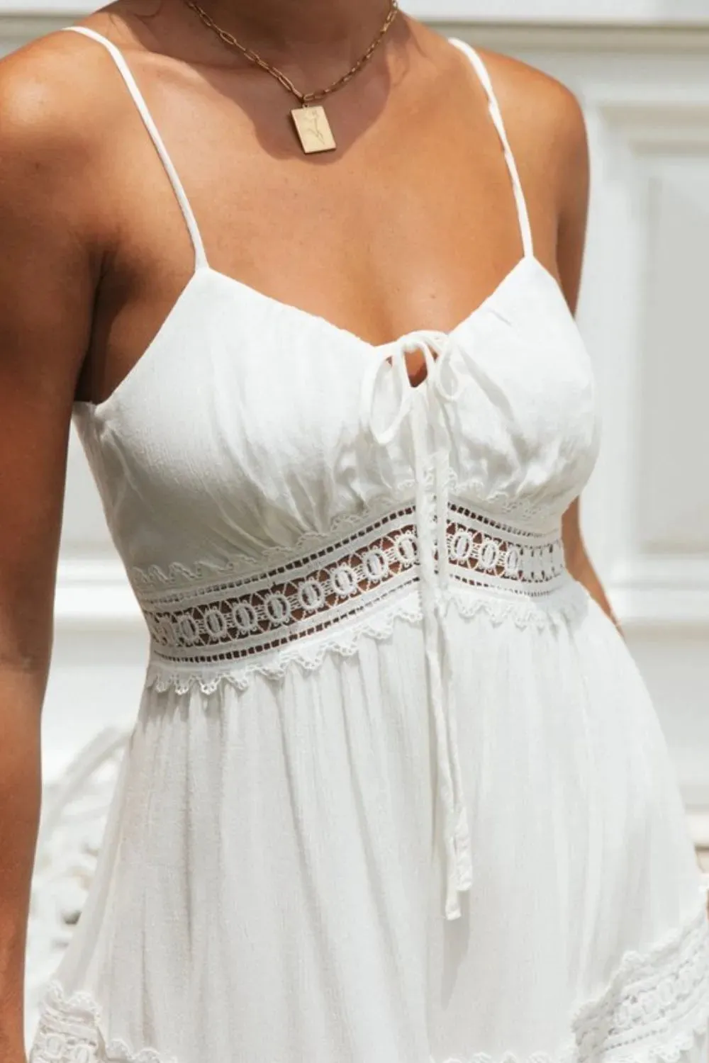 Lace Detail Smocked Midi Cami Dress sold by Charming Charlie product image thumbnail 5