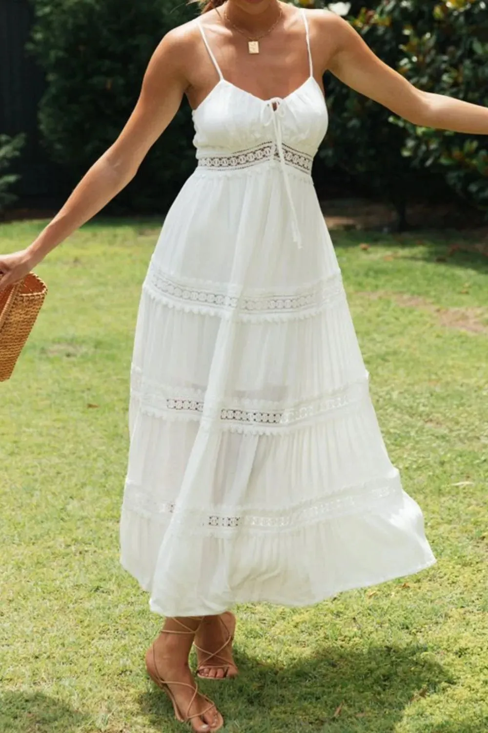 Lace Detail Smocked Midi Cami Dress sold by Charming Charlie