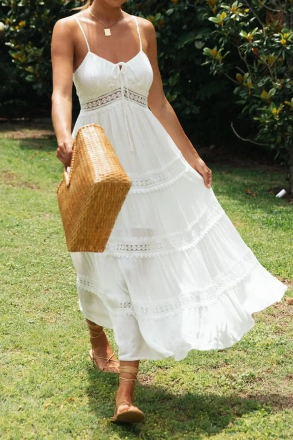 Lace Detail Smocked Midi Cami Dress sold by Charming Charlie product image thumbnail 2