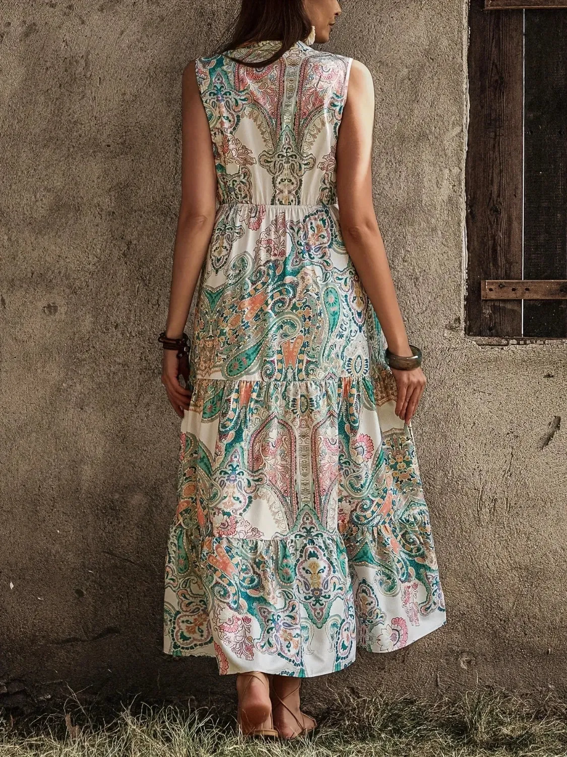 Printed Notched Sleeveless Dress sold by Charming Charlie product image thumbnail 2