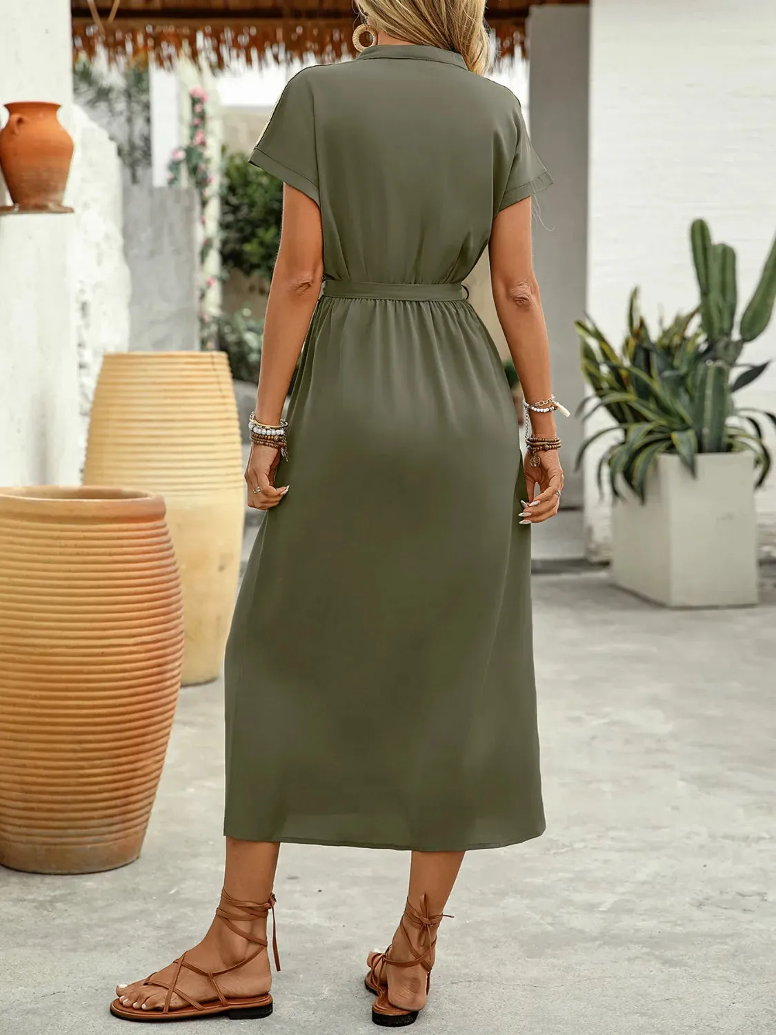 Sequin Notched Short Sleeve Midi Dress sold by Charming Charlie product image thumbnail 3