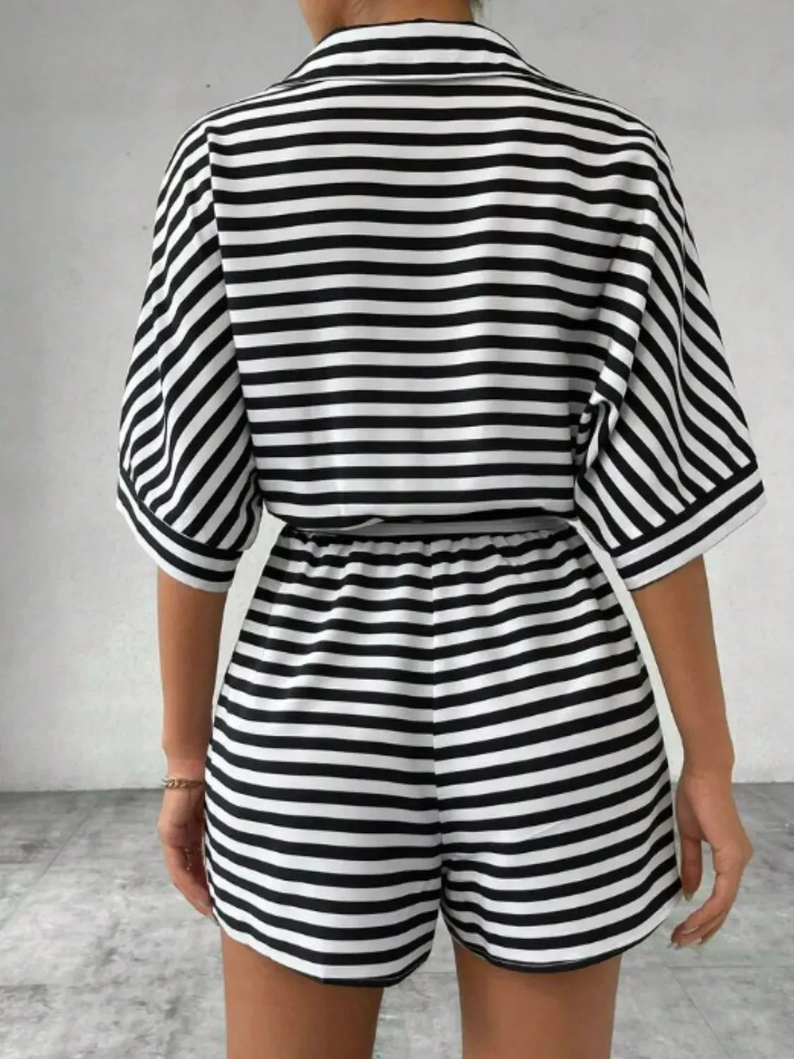 Tie Waist Half Sleeve Romper sold by Charming Charlie product image thumbnail 3