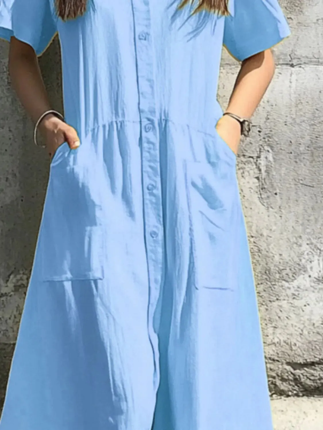 Button Front Short Sleeve Midi Dress sold by Charming Charlie product image thumbnail 5