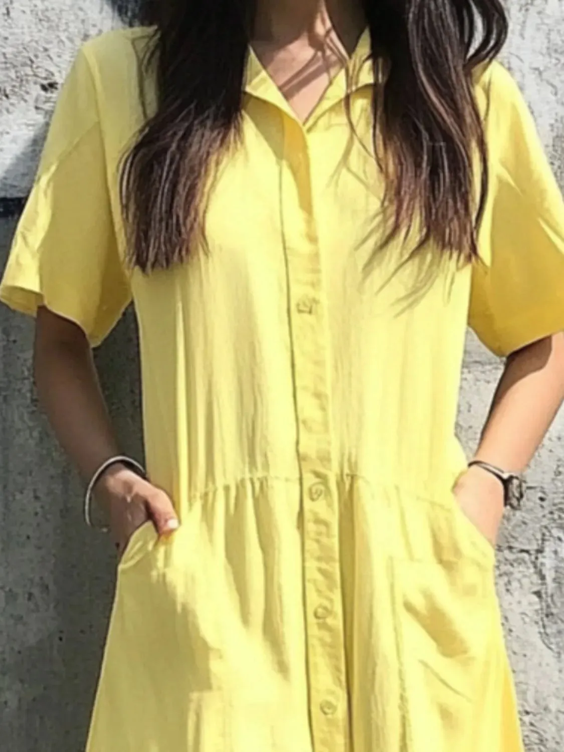 Button Front Short Sleeve Midi Dress sold by Charming Charlie product image thumbnail 3