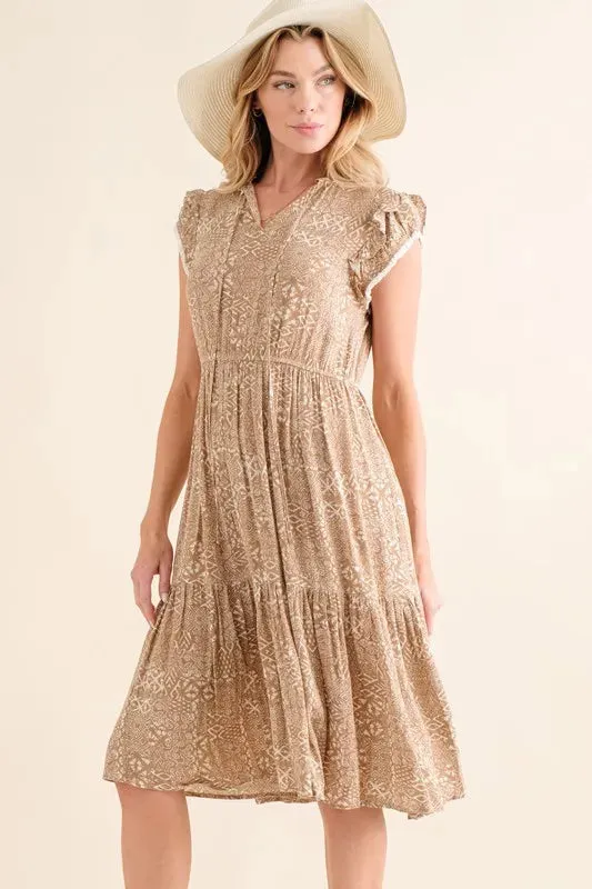 And The Why Boho Printed Tiered Maxi Dress sold by Charming Charlie