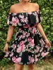 Floral Off-Shoulder Short Sleeve Mini Dress sold by Charming Charlie