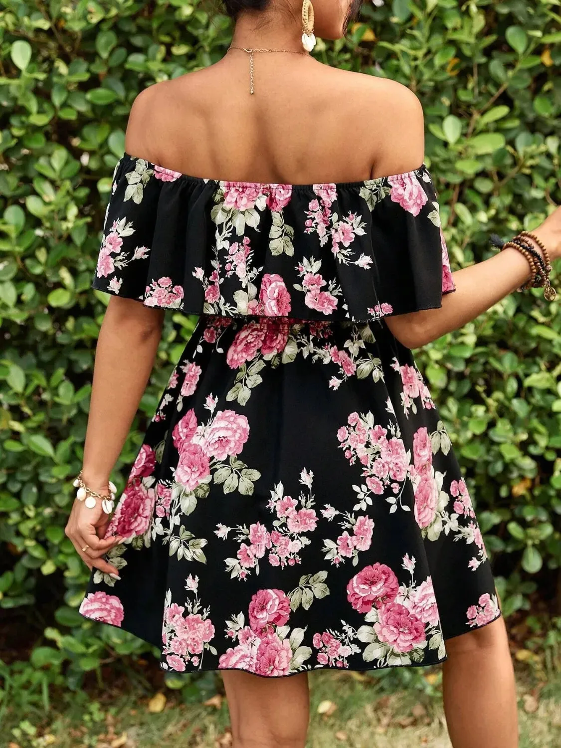 Floral Off-Shoulder Short Sleeve Mini Dress sold by Charming Charlie product image thumbnail 3