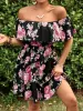 Floral Off-Shoulder Short Sleeve Mini Dress sold by Charming Charlie