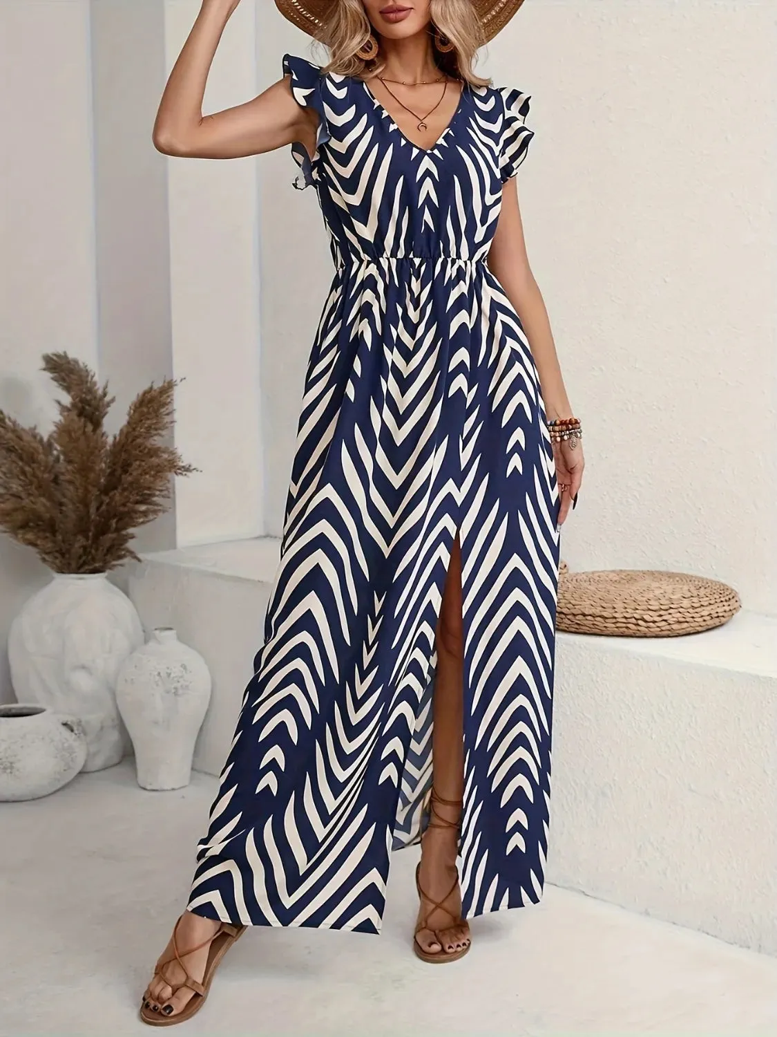 Printed V-Neck Cap Sleeve Maxi Dress sold by Charming Charlie product image thumbnail 5