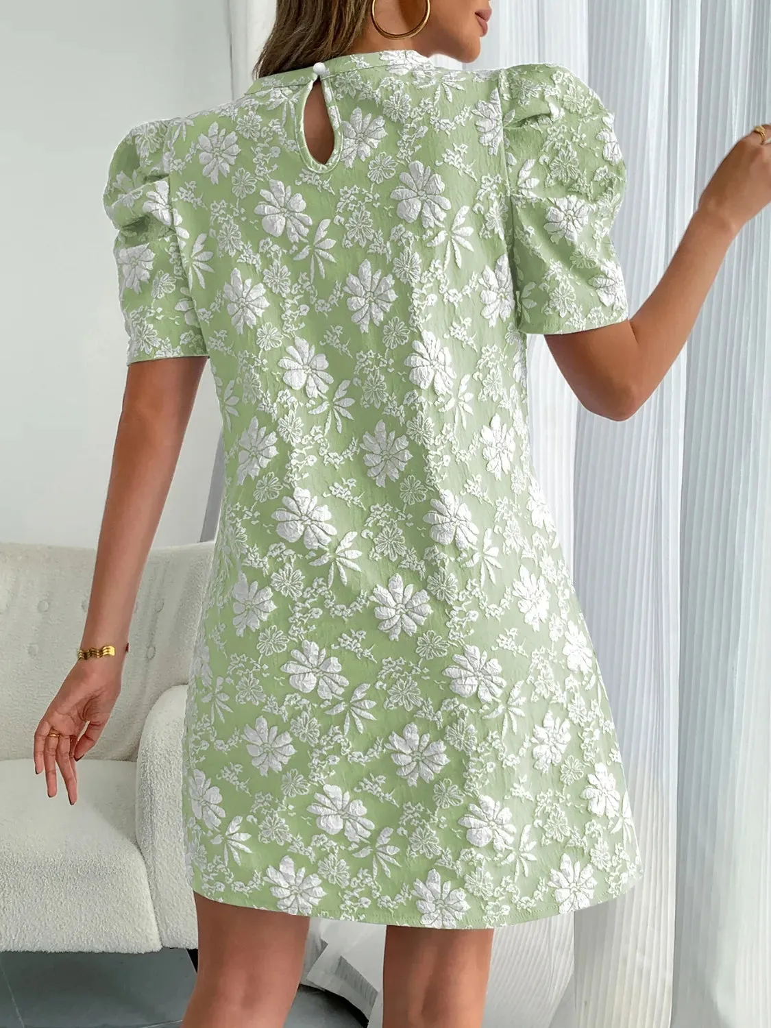 Round Neck Puff Short Sleeve Mini Dress sold by Charming Charlie product image thumbnail 2