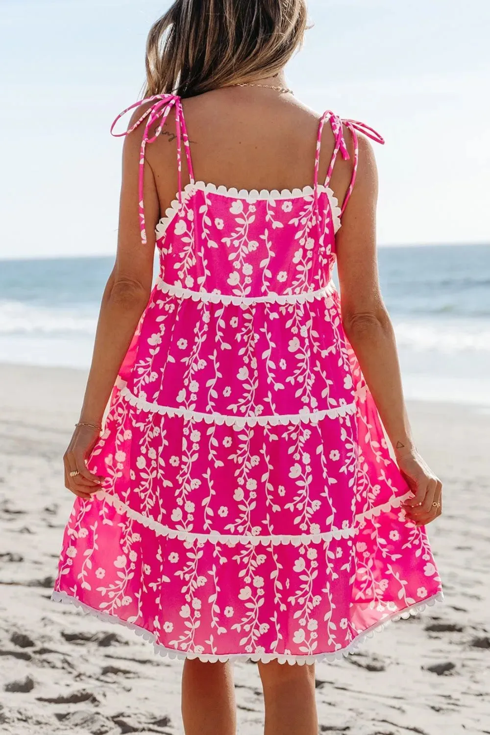 Floral Print Ric Rac Patched Sleeveless Mini Dress sold by Charming Charlie product image thumbnail 3