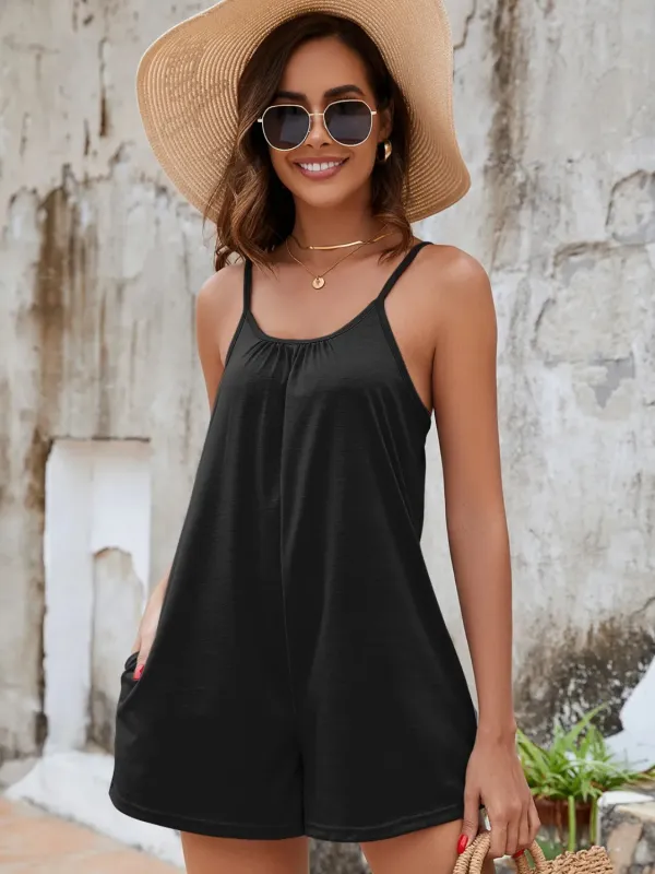 Spaghetti Strap Romper with Pockets sold by Charming Charlie