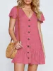 Ruffled V-Neck Mini Dress sold by Charming Charlie