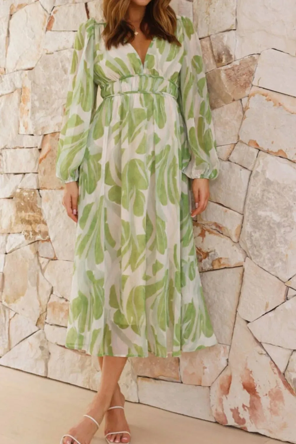Printed V-Neck Long Sleeve Midi Dress sold by Charming Charlie product image thumbnail 3