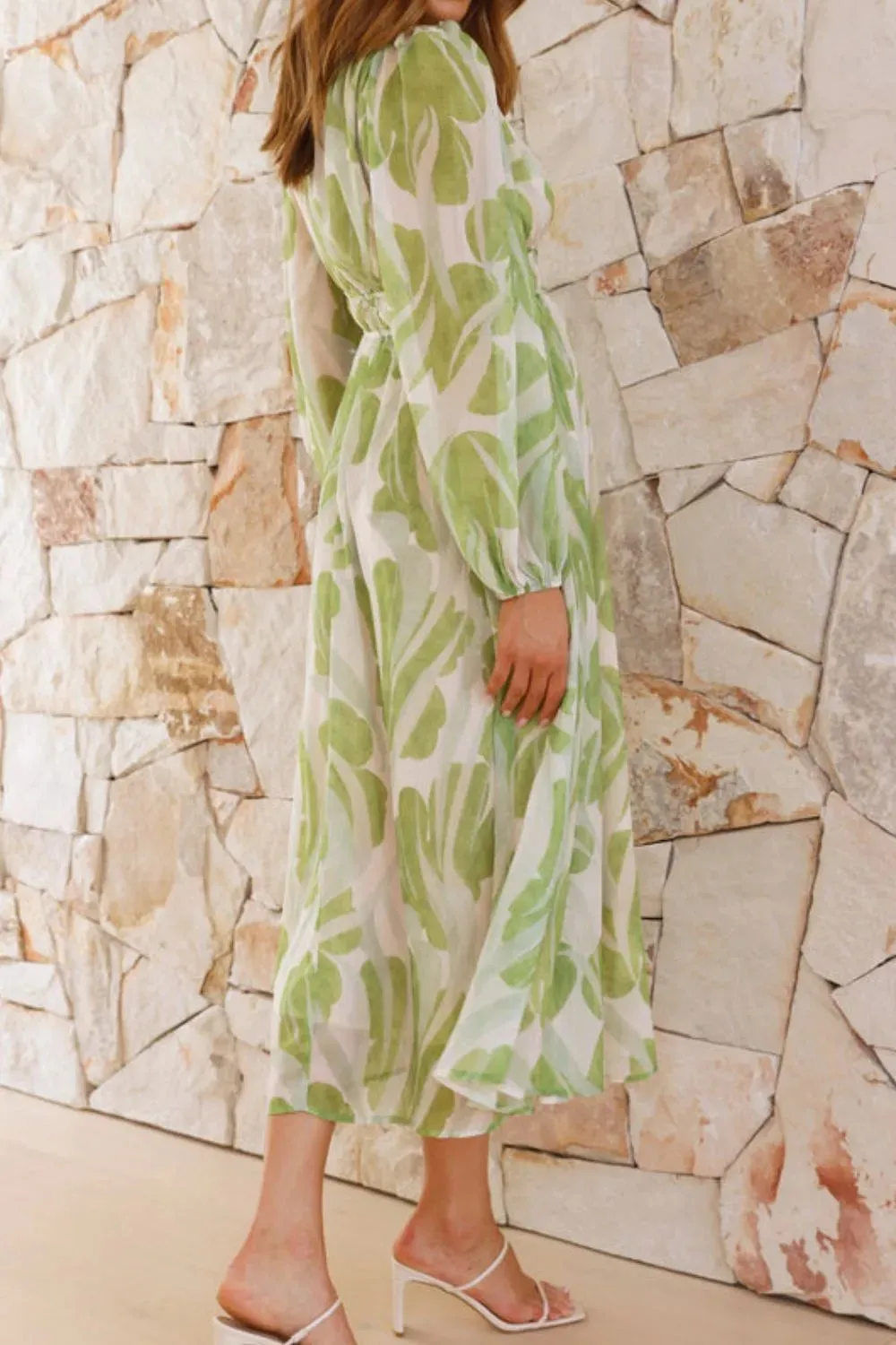 Printed V-Neck Long Sleeve Midi Dress sold by Charming Charlie product image thumbnail 5