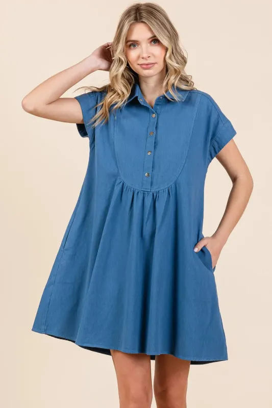 Mittoshop Twill Short Sleeve Collared Mini Dress sold by Charming Charlie