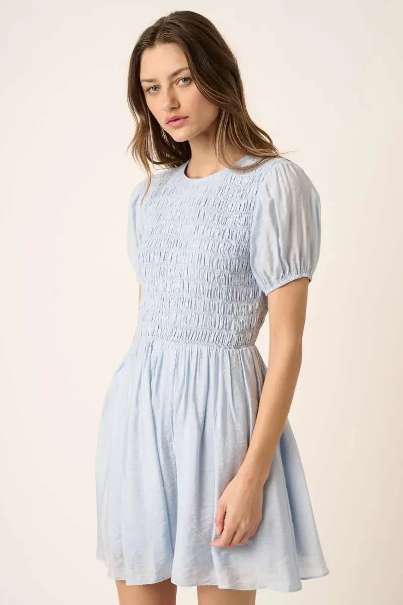 Mittoshop Smocking Detail Puff Sleeve Mini Dress sold by Charming Charlie