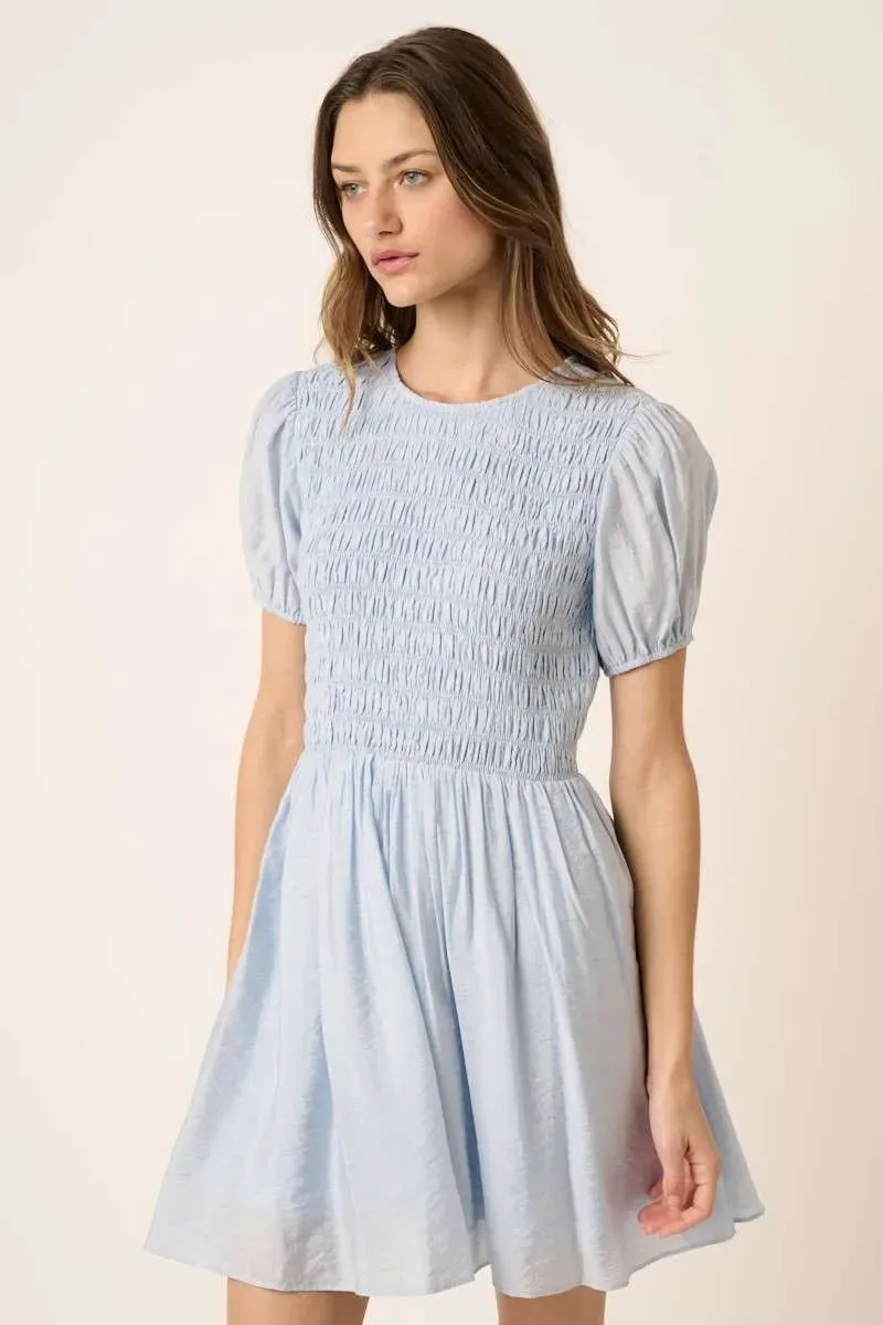 Mittoshop Smocking Detail Puff Sleeve Mini Dress sold by Charming Charlie product image thumbnail 3