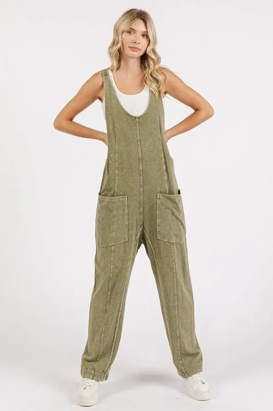 Mittoshop Mineral Wash Relaxed Fit Sleeveless Harem Jumpsuit sold by Charming Charlie