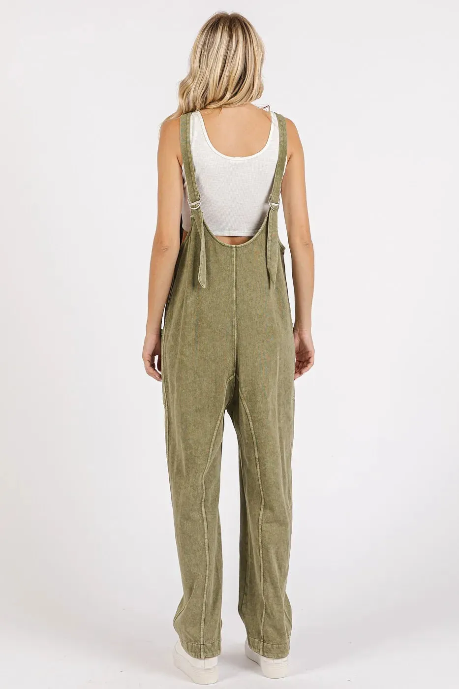 Mittoshop Mineral Wash Relaxed Fit Sleeveless Harem Jumpsuit sold by Charming Charlie product image thumbnail 4