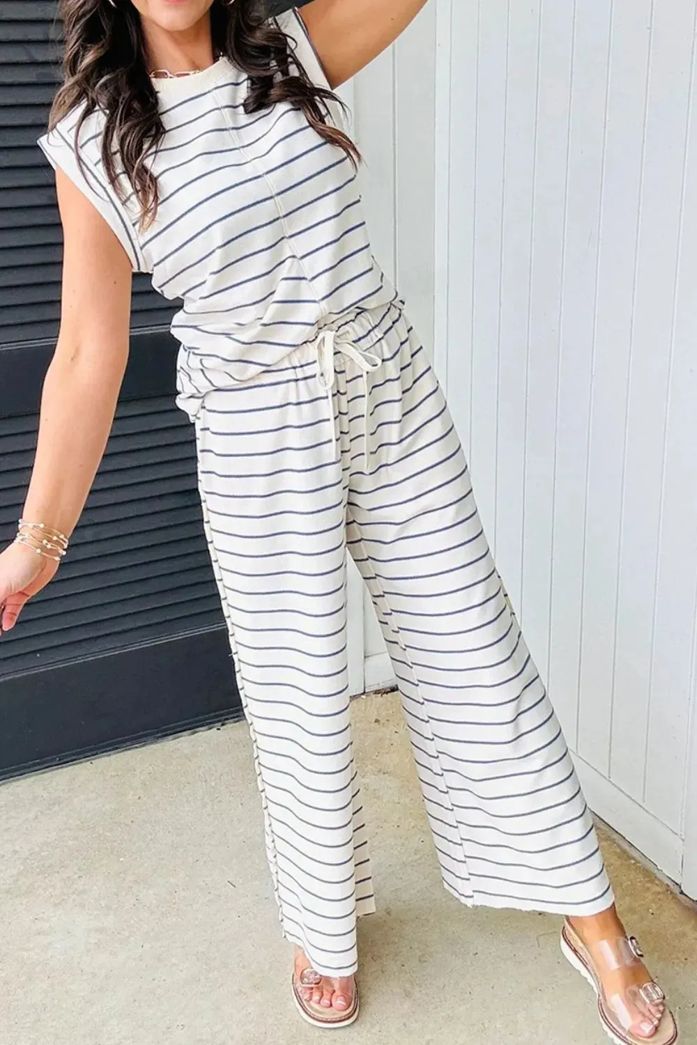 Striped Round Neck Top and Pants Set sold by Charming Charlie product image thumbnail 3