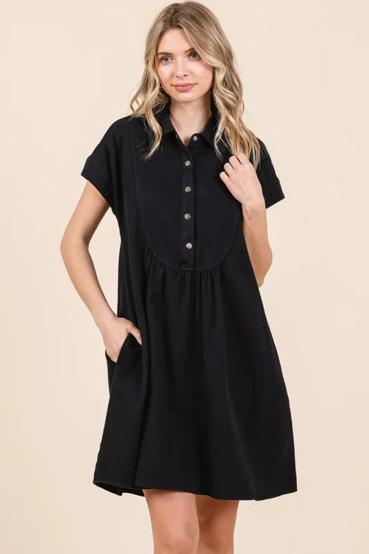Mittoshop Twill Short Sleeve Collared Mini Dress sold by Charming Charlie