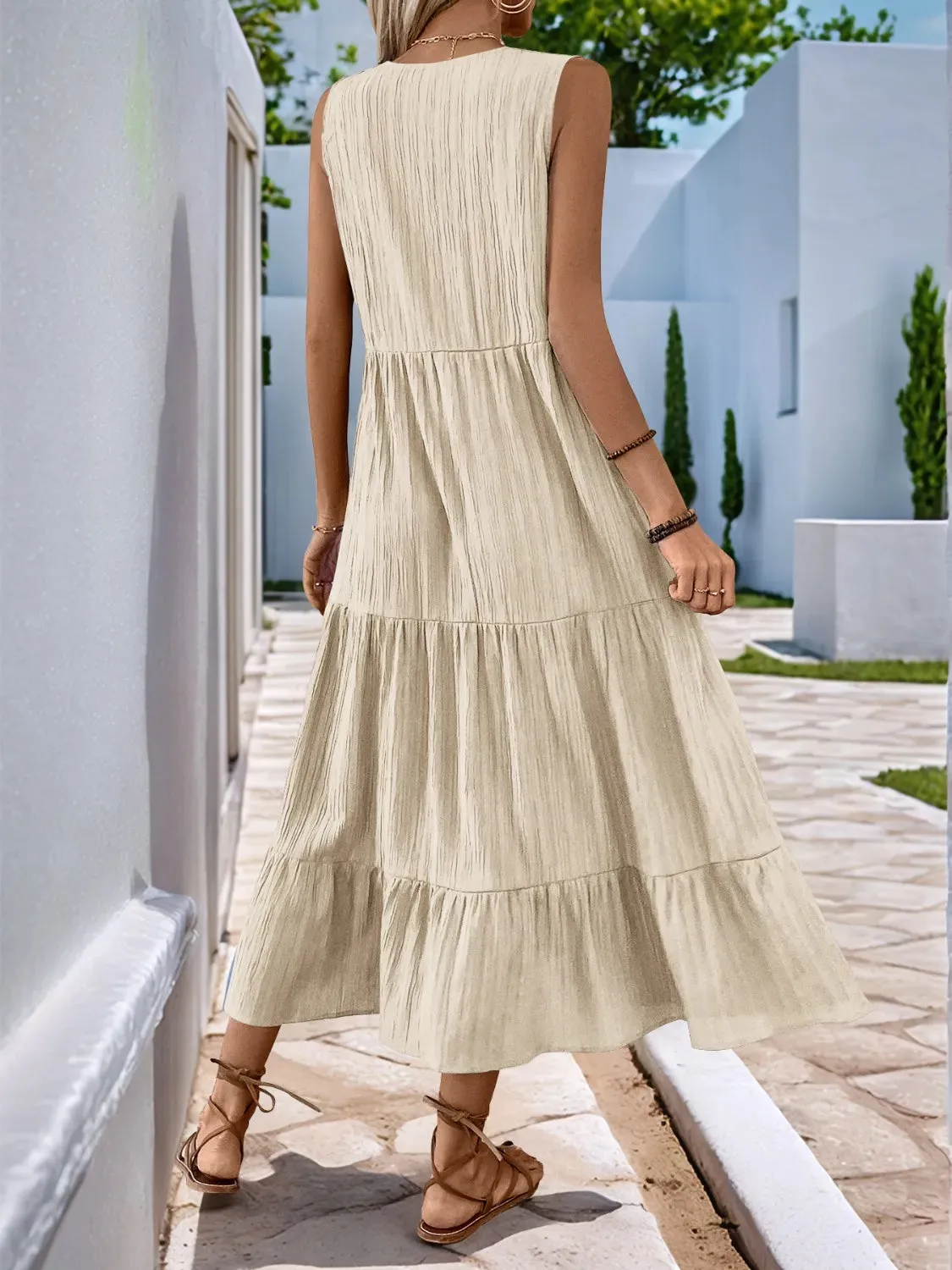 Notched Sleeveless Midi Tiered Dress sold by Charming Charlie product image thumbnail 2